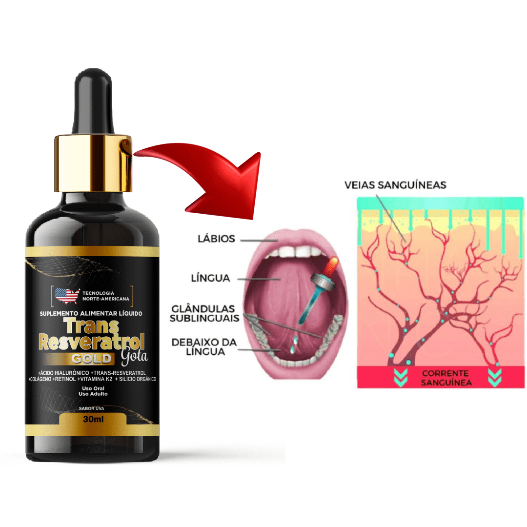 Fórmula exclusiva do Trans Resveratrol Americano em gotas sublinguais
